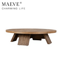 Table basse ronde minimaliste de luxe moderne, style Wabi-sabi, en bois, fabriquée à la main, avec pieds surélevés robustes, meubles de salon
