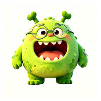 Jouets en vinyle PVC personnalisés OEM, figurine mignonne de monstre vert joyeux avec lunettes, poupée alien style peluche pour enfants et cadeaux