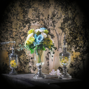Jarrón de Vidrio Art Deco con Flores Artificiales, Ecológico y Duradero, Decoración de Mesa para el Hogar, Comedor, Sala de Estar, Lujo - Product Image 3