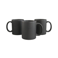 Mélange de points de peinture noire mate AI-MICH Design esthétique Uae Basketball 3d Logo personnalisé Ensemble de tasses en céramique pour boisson