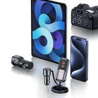 USAMS CC213 adaptor pengisi daya mobil, adaptor pengisi daya cepat dengan kabel Data 2 Tipe c 3 port usb PPS 5 port 165W tampilan Digital