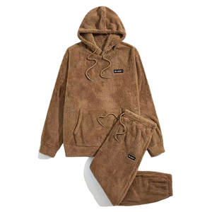 Men's Sherpa <b>Fleece</b> Oversized <b>Hoodie</b> Jogging Pants Set Unisex Casual Style Winter Wear Loose <b>Teddy</b> Knitted Design Wholesale - Product Image 3