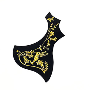 Battipenna per Chitarra Acustica Folk con Motivo Laser Colibrì Floreale Nero e Oro, Protezione Antigraffio per Chitarre da 40-41 Pollici - Product Image 6