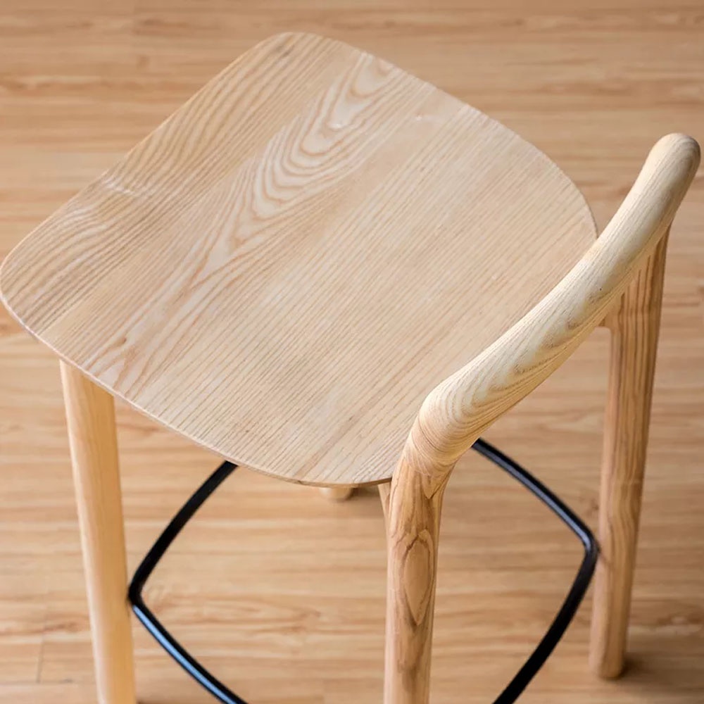 Wholesale Modern Luxury Wooden Bar stool Solid Wood And Steel Bar Chairs With Backrest