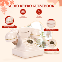 Téléphone antique pour enregistrement de messages de mariage, messagerie vocale vintage pour confessions audio, usage hôtelier AN-F01 32 Go Noir