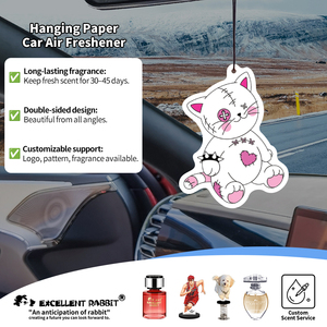 Excellent Désodorisant pour Voiture Lapin Patchwork Chat - Parfum Complexe Premium, Comprimé d'Aromathérapie Suspendu Dessin Animé pour Voiture - Product Image 2