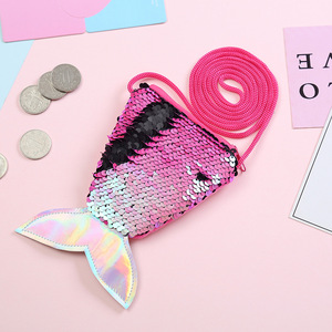 Bolso cruzado para niños Sirena Pequeña Moda Princesa Lentejuelas Monedero - Product Image 6