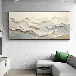 Pintura al Óleo Abstracta Texturizada con Ecos del Océano, Arte de Pared en Lienzo, Decoración Wabi-Sabi Moderna, Pintura Figurativa Neutral de Gran Tamaño - Product Image 5