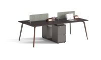 Système de poste de travail de bureau moderne en bois massif pour quatre personnes avec tiroir à serrure à code, vente chaude