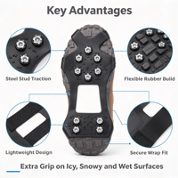Crampons à glace portables à 10 dents, anti-dérapants pour couvre-chaussures, avec crampons en acier inoxydable, coussinets de traction, chauffage entièrement automatique pour la randonnée