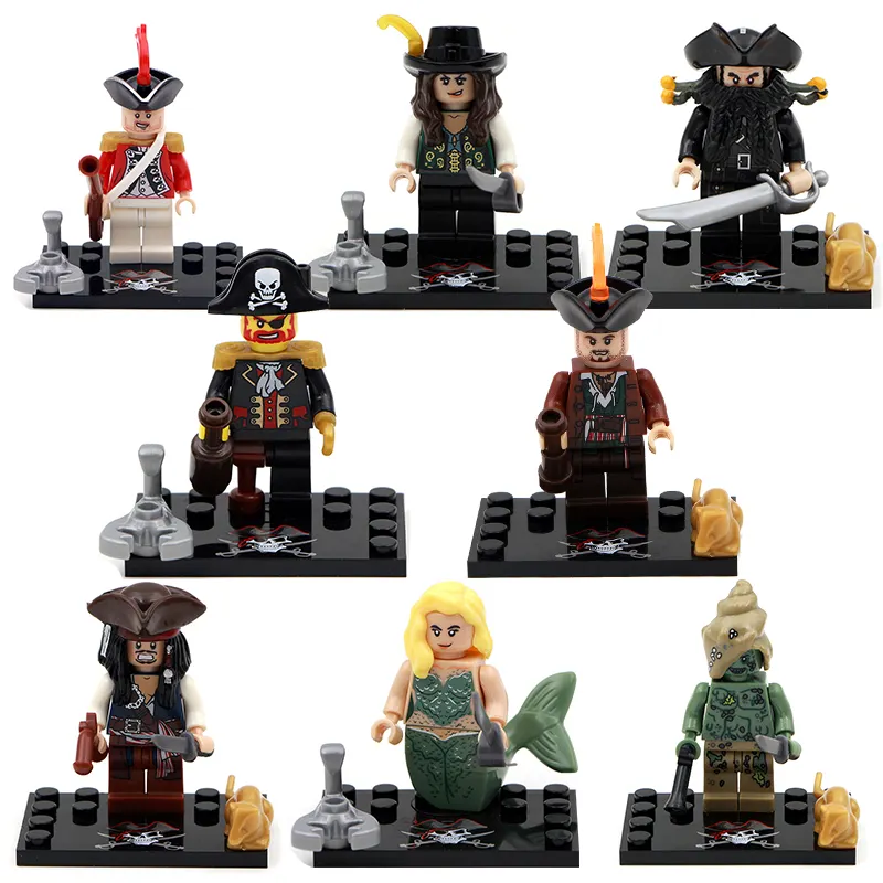 Pirates of Caribbean Captain Jack with weapons sword Action Figures mini figures Compatible legoes Building Blocks Children Toys