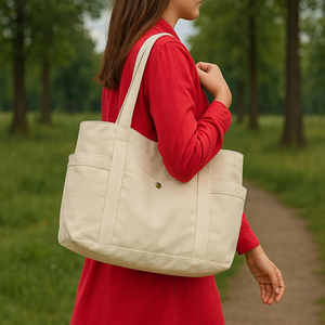 Bolsa de Lona Grande con Asas Largas para el Trabajo, la Escuela, Viajeros y Estudiantes, con Múltiples Bolsillos - Product Image 3