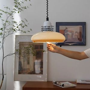 Bauhaus Retro Milk Tea Adjustable Pendant <b>Light</b> Japanese Wabi-Sabi Style for <b>Dining</b> Room Bar Island Chandeliers Pendant <b>Lights</b> - Product Image 5