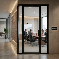 Puerta de Entrada de Vidrio Estilo Moderno para Villa Francesa con Marco de Acero y Hierro para Exteriores