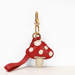 New Arrival: Purely Handmade <b>Bag</b> <b>Charm</b> — Cute, 3D-Stuffed Cartoon Mushroom Pendant Crafted from Goatskin Leather - Product Image 6