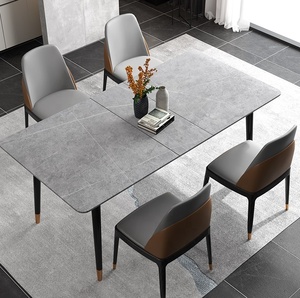 Mở Rộng Sang Trọng Hình Chữ Nhật Chân Đen MDF Bàn Ăn Với Glass Ceramic Effect - Product Image 2