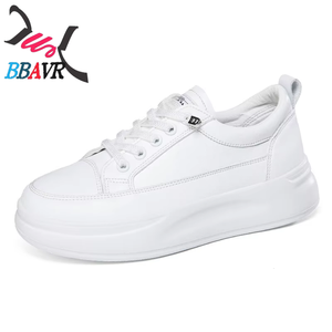 Zapatillas Blancas Yanxuan para Mujer, de Cuero Genuino, con Plataforma Elevada, Suela Gruesa, Modernas y Elegantes para Caminar - Product Image 5