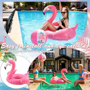 New <b>Inflatable</b> Flamingo Pool <b>Float</b> 45 Inch Giant Pink Flamingo Floatie with Beach Balls Thick PVC Swim Ring Adults Summer - Product Image 6