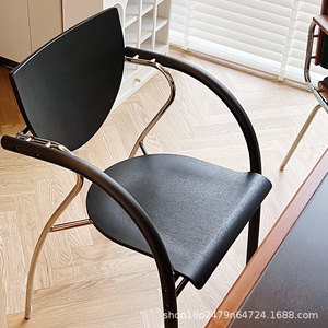 Fauteuil rembourré minimaliste moderne, siège noir, chaise de salle à manger pour adultes - Product Image 5