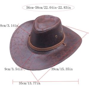 Vintage Western Leather Flat Top Cowboy Jazz <b>Hat</b> <b>for</b> Men and Women Stylish Country <b>Hat</b> <b>for</b> Outdoor Activities Festivals - Product Image 2