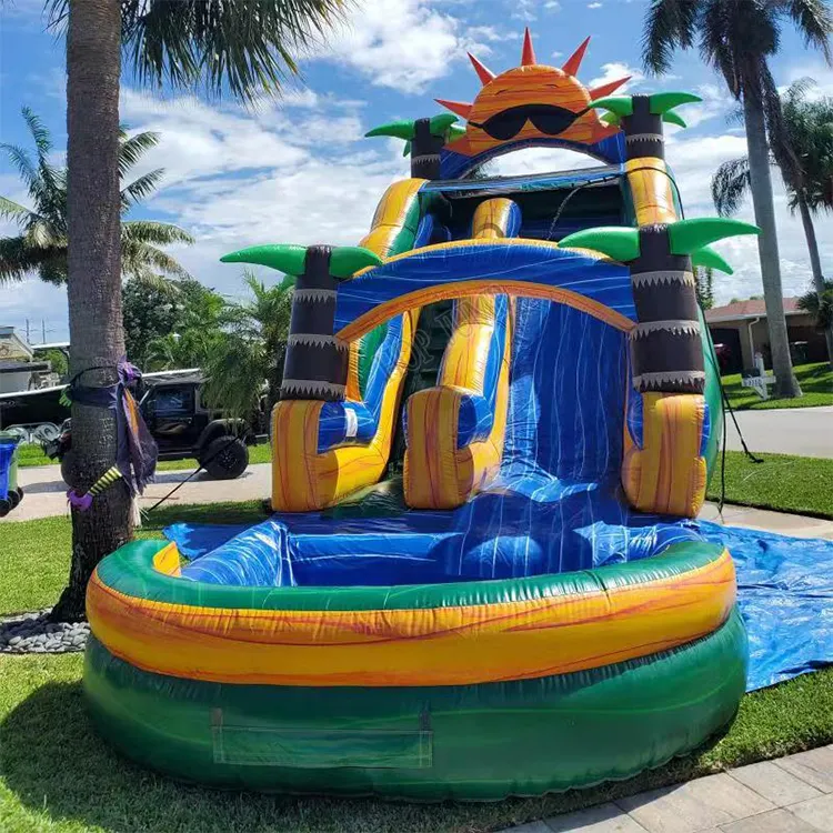 Double way slide commercial inflatable water slide, inflatable dry slide dual purpose for Adult kids