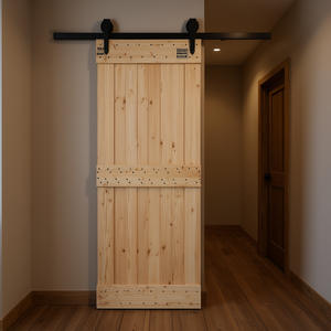 Puerta Corredera de Madera de Pino Maciza Narvik de 31.5x82.7 Pulgadas, Sin Acabado, Estilo Rústico para Interiores - Product Image 3
