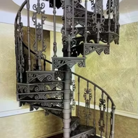 Escalier en colimaçon en acier personnalisé HZ avec rampes en fer forgé, escalier intérieur moderne pour villas