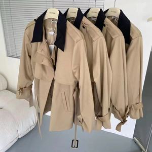 OUDINA All'ingrosso <span class=keywords><strong>Trench</strong></span> da <span class=keywords><strong>Donna</strong></span> Stile Coreano in Colori a Contrasto con Cintura e Lacci <span class=keywords><strong>Giacca</strong></span> Invernale Personalizzata - Product Image 4