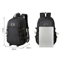 Tas Ransel Laptop HAIBOWY Logo Kustom Tahan Air untuk Perjalanan, Kantor, Pelajar, Aktivitas Luar Ruangan, Notebook, Biru Pink, Kasual, Olahraga