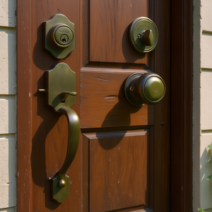 ชุดมือจับประตูหน้าทองแดงโบราณ Vsvor แบบลูกบิดเดี่ยว ปรับระยะห่างรูได้ สำหรับประตูทางเข้าขวา-ซ้าย - Product Image 2