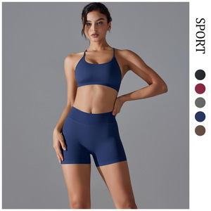 Ensemble de vêtements de sport à dos nageur OEM-Tenue d'entraînement sans couture évacuant l'humidité 2 pièces en vrac - Product Image 2