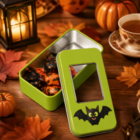 Boîte à bonbons d'Halloween en métal rectangulaire avec couvercle transparent, boîte à friandises pour cadeaux de fête, emballage cadeau personnalisé imprimé