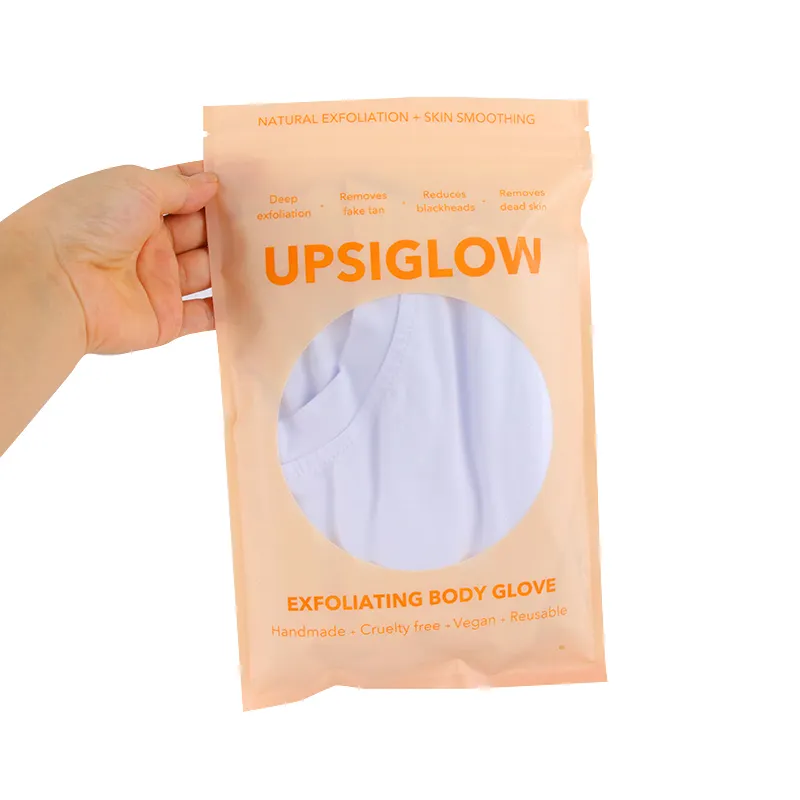 Custom Ziplock Bag Ondergoed Handdoek Kledingzak Rits Plastic Verpakking Tassen Voor Verpakking Kleding Met Doorzichtig Venster