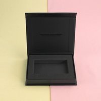 Boîte cadeau magnétique en carton rigide noir mat de luxe avec logo, fermeture magnétique personnalisée OEM recyclable