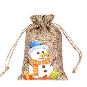 Bolsa de Arpillera Grande de 15x20cm con Cordón, Bolsa de Lino con Diseño Navideño, Bolsa de Yute para Regalos de Navidad, Dulces y Embalaje - Product Image 6