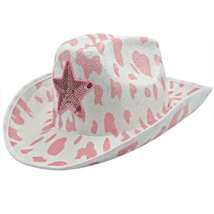 หมวกมงกุฏผู้หญิงสไตล์ตะวันตกชุดหมวกคาวบอยเทียร่าสีชมพูชุดหมวกปาร์ตี้วันหยุดพร้อมแก้วรูปหัวใจ - Product Image 5