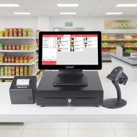 Sistema POS al por Mayor, Conjunto de Caja Registradora con Pantalla Táctil de 15.6 Pulgadas, Punto de Venta, PC, Terminal POS con Windows para Restaurante