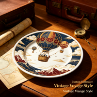 Service de Table Personnalisable en Porcelaine Style Voyage Moderne Vintage, Vaisselle en Porcelaine Fine, Ensemble de Vaisselle en Céramique Personnalisable