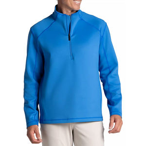 Pull quart de fermeture éclair pour hommes en coton et polyester personnalisé UPF 50 + Dry Fit sweat-shirt athlétique léger à manches longues imprimé d'automne - Product Image 3