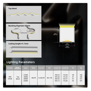 Tira de LED de Neón Flexible sin Costuras, Curvatura Superior, Diámetro de Curvatura de 60 mm, 8 W/M, Alto CRI>90, Corte de 41,7 mm, 2700K-6500K - Product Image 5