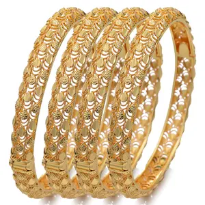 Dubai Wholesale Gold Color Bangle African Wedding Party Bracelet Jewelry Gift Hawaiian Arab Charm Bangle