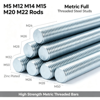 Metric Zinc Plated & Black Finish Fully Threaded Rod M5-M50 Steel Stud Bar