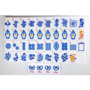 160Pcs Blue-<b>and</b>-White Porcelain Acrylic Luxury Durable American Mahjong Tiles - Product Image 1