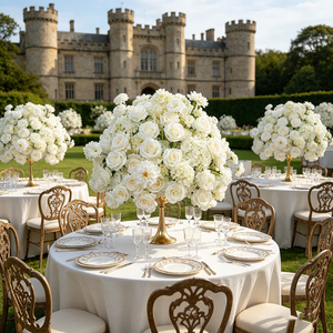 DKB Wedding Customized Artificial Real Touch Silk Roses White Large Flower Ball for Wedding Reception Table Decor - Product Image 1