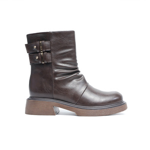 Botines Cortos de Diseño Vintage Estilo Británico, Plisados, Estilizadores, con Plataforma y Suela Gruesa, Punta en Pico, Cierre de Cremallera, para Otoño, Invierno y Verano - Product Image 4