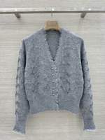 Cardigan en tricot vintage de haute qualité pour femme, à manches longues et col en V, brodé, style préparatoire, pour le printemps et l'automne