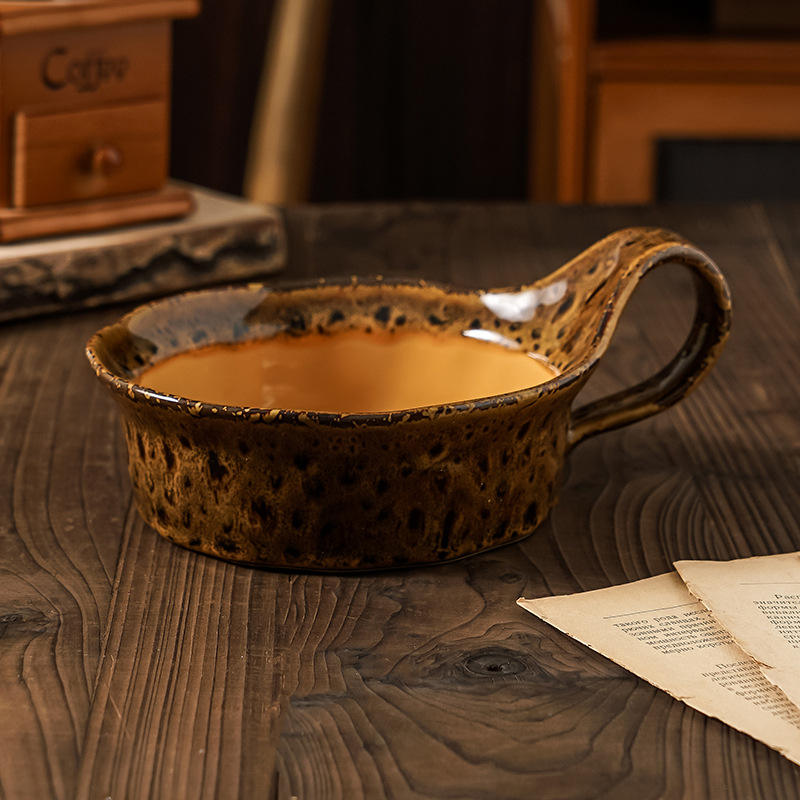 Yellow kiln-fired large breakfast cup