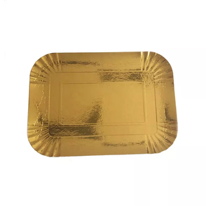 Assiettes à papier en <span class=keywords><strong>carton</strong></span> jetables <span class=keywords><strong>de</strong></span> qualité alimentaire rectangle rond doré argenté pour la fête - Product Image 4