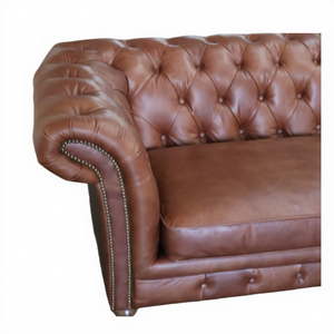 Sofá Chesterfield de Cuero Imperial de Grano Completo Personalizado, 3 Plazas, Estilo Mid-Century, Cuero Genuino <span class=keywords><strong>Vintage</strong></span> para Apartamento, Villa u Hotel - Product Image 5