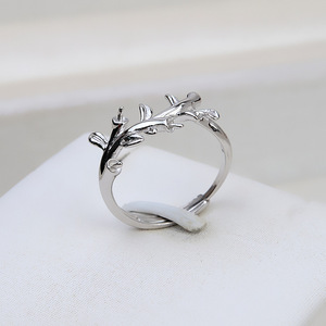 S925 Silver Leaf <b>Open</b> <b>Ring</b> with Multi-pearl Female Adjustable Vermilion DIY Accessories 4-5 Pearl Jewelry Findings 163 - Product Image 2